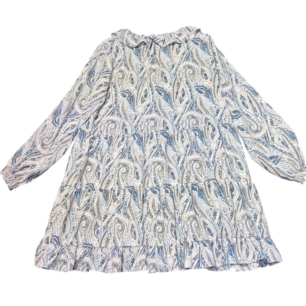 Grace Karma Tiered Dress Womens XL Paisley Long Sleeve Ruffle Collar Bohemian - Picture 3 of 14